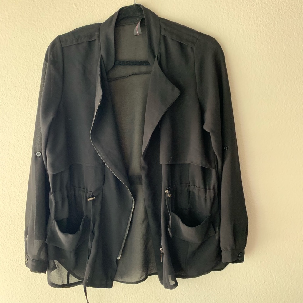 Yuki Black See Through Zip Up Jacket
